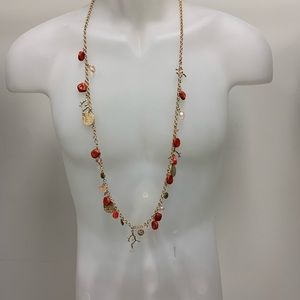 Gold and Coral Beach Necklace